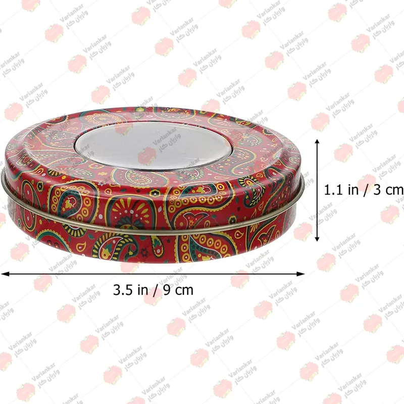 بسته بندی زعفران در ظرف فلزی گرد پنجرهدار کد 08